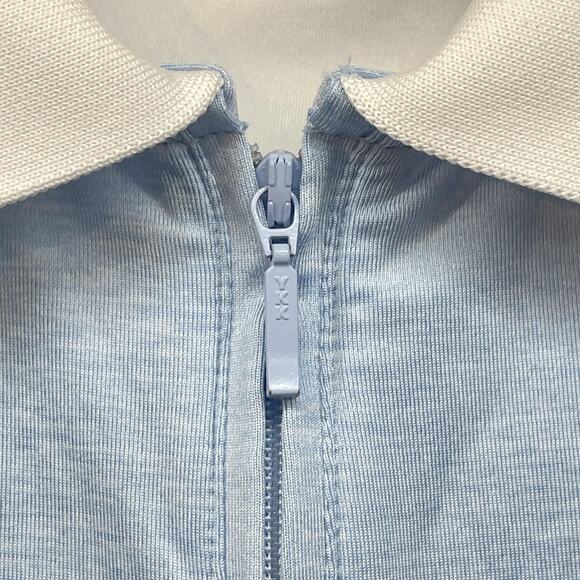 Peter Millar Polo Shirt Womens Small Blue White Sleeveless Golf UPF 50 Half Zip - Picture 4 of 12